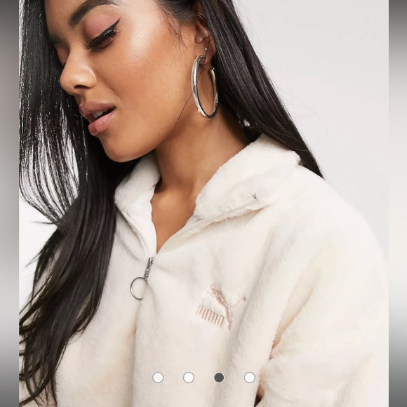 PUMA -  Faux Fur Half Zip Jumper Beige from ASOS - Picture 4 of 10